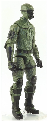 MTF Male Trooper with Masked Goggles & Breather Head GREEN & Black "Field-Ops" Version BASIC - 1:18 Scale Marauder Task Force Action Figure