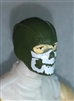 Male Head: Balaclava GREEN Mask with White "JAW" Deco - 1:18 Scale MTF Accessory for 3-3/4" Action Figures