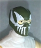 Male Head: Balaclava GREEN Mask with White "FANG" Deco - 1:18 Scale MTF Accessory for 3-3/4" Action Figures