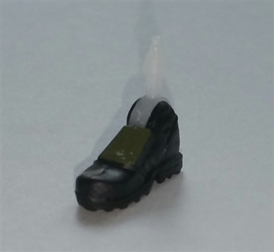 Footwear: Right Black Boot with Green Armor - 1:18 Scale MTF Accessory for 3-3/4" Action Figures