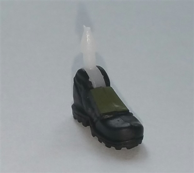 Footwear: Left Black Boot with Green Armor - 1:18 Scale MTF Accessory for 3-3/4" Action Figures