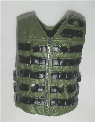 Male Vest: Tactical Type GREEN & Black Version - 1:18 Scale Modular MTF Accessory for 3-3/4" Action Figures