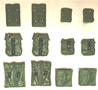 Pouch & Pocket Deluxe Modular Set: GREEN & Black Version - 1:18 Scale Modular MTF Accessories for 3-3/4" Action Figures