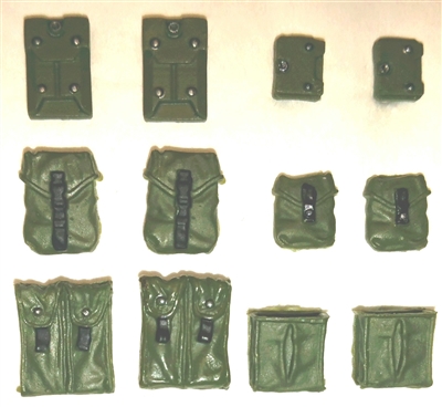 Pouch & Pocket Deluxe Modular Set: GREEN & Black Version - 1:18 Scale Modular MTF Accessories for 3-3/4" Action Figures