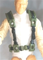Male Vest: Harness Rig GREEN with Black Version - 1:18 Scale Modular MTF Accessory for 3-3/4" Action Figures