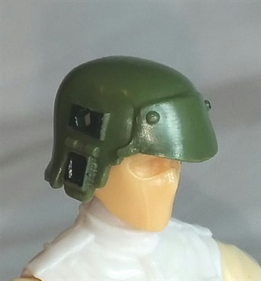 Headgear: Armor Helmet GREEN & Black Version - 1:18 Scale Modular MTF Accessory for 3-3/4" Action Figures
