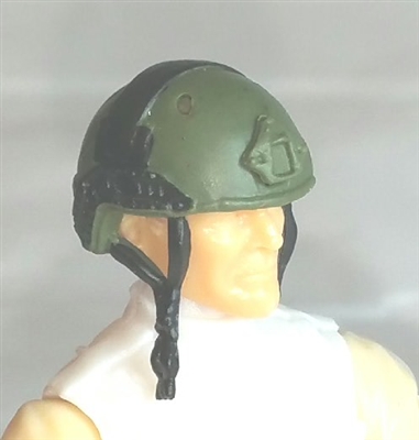 Headgear: Half-Shell Helmet GREEN & Black Version - 1:18 Scale Modular MTF Accessory for 3-3/4" Action Figures