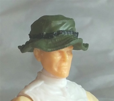 Headgear: Boonie Hat GREEN & Black Version - 1:18 Scale Modular MTF Accessory for 3-3/4" Action Figures