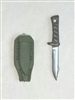 Fighting Knife & Sheath: Large Size GREEN Version - 1:18 Scale Modular MTF Accessory for 3-3/4" Action Figures