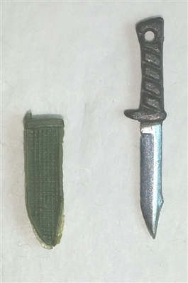 Fighting Knife & Sheath: Small Size GREEN Version - 1:18 Scale Modular MTF Accessory for 3-3/4" Action Figures