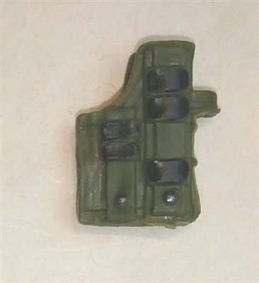 Pistol Holster: Large Right Handed with Loop GREEN & Black Version - 1:18 Scale Modular MTF Accessory for 3-3/4" Action Figures