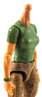 MTF Female Valkyries T-Shirt Torso ONLY (NO WAIST/LEGS): GREEN & GREEN Version with LIGHT Skin Tone - 1:18 Scale Marauder Task Force Accessory