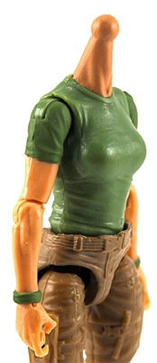 MTF Female Valkyries T-Shirt Torso ONLY (NO WAIST/LEGS): GREEN & GREEN Version with LIGHT Skin Tone - 1:18 Scale Marauder Task Force Accessory