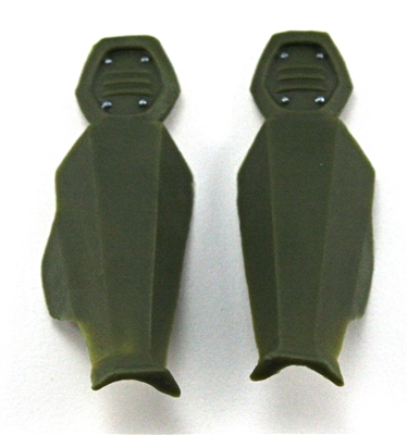 Female Shin Armor: GREEN Version - Left & Right (Pair) - 1:18 Scale Modular MTF Valkyries Accessory for 3-3/4" Action Figures