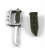 Knuckle Knife with Sheath: Small Size GREEN Version - 1:18 Scale Modular MTF Accessory for 3-3/4" Action Figures