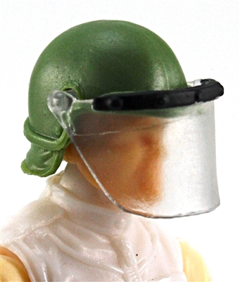 Headgear: Swat RIOT Helmet with Visor "Face Shield" GREEN Version - 1:18 Scale Modular MTF Accessory for 3-3/4" Action Figures