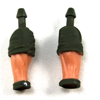 Male Forearms: Bare with Green Rolled Up Sleeves Light Skin Tone - Right AND Left (Pair) - 1:18 Scale MTF Accessory for 3-3/4" Action Figures