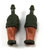Male Forearms: Bare with Green Rolled Up Sleeves Tan Skin Tone - Right AND Left (Pair) - 1:18 Scale MTF Accessory for 3-3/4" Action Figures