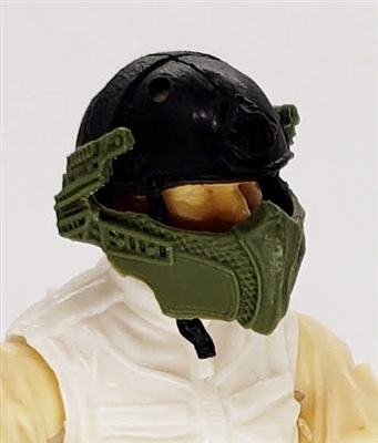 Headgear: Armor Face Shield for Helmet GREEN Version - 1:18 Scale Modular MTF Accessory for 3-3/4" Action Figures