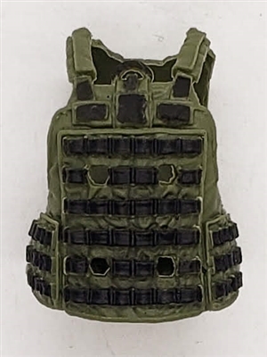 Male Vest: Utility Type GREEN & Black Version - 1:18 Scale Modular MTF Accessory for 3-3/4" Action Figures