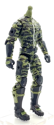 "Jungle-Ops" GREEN with BLACK CAMO MTF Male Trooper Body WITHOUT Head - 1:18 Scale Marauder Task Force Action Figure