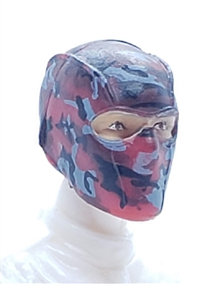 Male Head: Balaclava Mask RED CAMO Version - 1:18 Scale MTF Accessory for 3-3/4" Action Figures