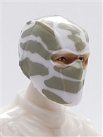 Male Head: Balaclava Mask WHITE CAMO Version - 1:18 Scale MTF Accessory for 3-3/4" Action Figures