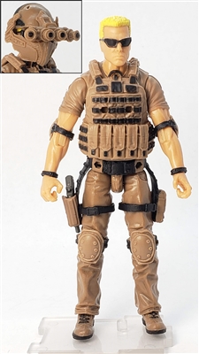 DELUXE MTF Male "Contract-Ops" - BROWN SHIRT, BROWN PANTS & BROWN GEAR (Light Skin Version) - 1:18 Scale Marauder Task Force Action Figure