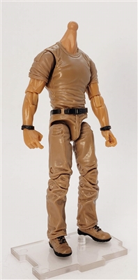 MTF Male Body WITHOUT Head - BROWN SHIRT & BROWN PANTS  "Contract-Ops" TAN Skin Version - 1:18 Scale Marauder Task Force Action Figure
