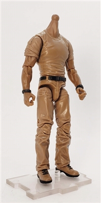 MTF Male Body WITHOUT Head - BROWN SHIRT & BROWN PANTS  "Contract-Ops" DARK Skin Version - 1:18 Scale Marauder Task Force Action Figure