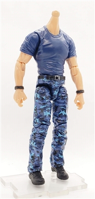 "Contract-Ops" BLUE T-Shirt & BLUE CAMO Pants LIGHT TAN (ASIAN) Skin tone MTF Male Body WITHOUT Head - 1:18 Scale Marauder Task Force Action Figure