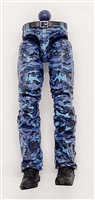 Male Legs: BLUE CAMO Contract Ops Pant Legs - Right AND Left WITH WAIST - 1:18 Scale MTF Accessory for 3-3/4" Action Figures