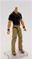 "Contract-Ops" BLACK T-Shirt & TAN Pants LIGHT Skin tone MTF Male Body WITHOUT Head - 1:18 Scale Marauder Task Force Action Figure