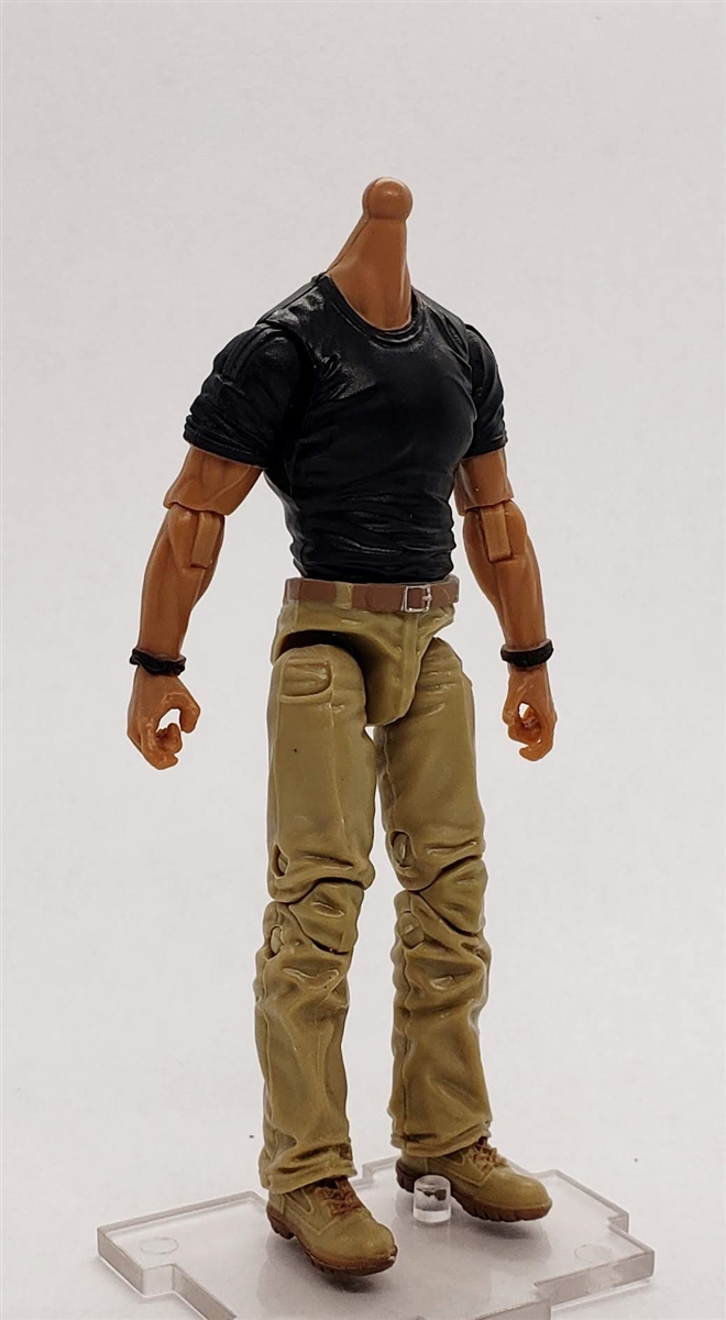 Contract-Ops BLACK T-Shirt & TAN Pants TAN Skin tone MTF Male Body  WITHOUT Head - 1:18 Scale Marauder Task Force Action Figure