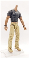 "Contract-Ops" BLACK T-Shirt & TAN Pants DARK Skin tone MTF Male Body WITHOUT Head - 1:18 Scale Marauder Task Force Action Figure