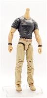 "Contract-Ops" BLACK T-Shirt & TAN Pants LIGHT TAN (ASIAN) Skin tone MTF Male Body WITHOUT Head - 1:18 Scale Marauder Task Force Action Figure