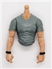 MTF MALE Contract Ops T-Shirt Shirt Torso (NO Legs OR Head): GRAY Version with LIGHT Skin Tone - 1:18 Scale Marauder Task Force Accessory