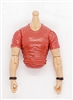 MTF MALE Contract Ops T-Shirt Shirt Torso (NO Legs OR Head): RED Version with LIGHT Skin Tone - 1:18 Scale Marauder Task Force Accessory
