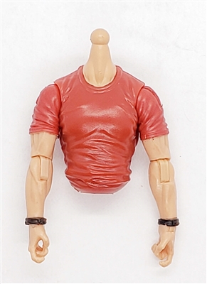 MTF MALE Contract Ops T-Shirt Shirt Torso (NO Legs OR Head): RED Version with LIGHT Skin Tone - 1:18 Scale Marauder Task Force Accessory