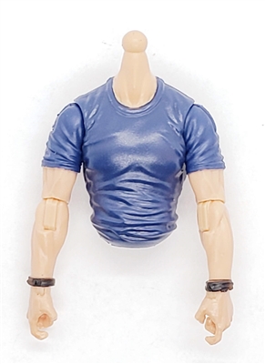MTF MALE Contract Ops T-Shirt Shirt Torso (NO Legs OR Head): BLUE Version with LIGHT Skin Tone - 1:18 Scale Marauder Task Force Accessory