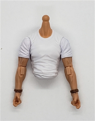 MTF MALE Contract Ops T-Shirt Shirt Torso (NO Legs OR Head): WHITE Version with LIGHT Skin Tone - 1:18 Scale Marauder Task Force Accessory