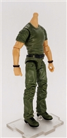"Contract-Ops" GREEN T-Shirt & GREEN Pants LIGHT Skin tone MTF Male Body WITHOUT Head - 1:18 Scale Marauder Task Force Action Figure