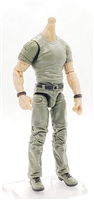 "Contract-Ops" GREEN T-Shirt & GREEN Pants LIGHT TAN (ASIAN) Skin tone MTF Male Body WITHOUT Head - 1:18 Scale Marauder Task Force Action Figure