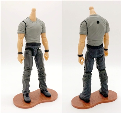 "Contract-Ops" GRAY T-Shirt & DARK GRAY Pants LIGHT Skin tone MTF Male Body WITHOUT Head - 1:18 Scale Marauder Task Force Action Figure