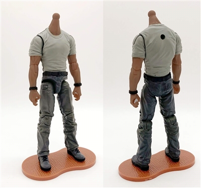 "Contract-Ops" GRAY T-Shirt & DARK GRAY Pants DARK Skin tone MTF Male Body WITHOUT Head - 1:18 Scale Marauder Task Force Action Figure