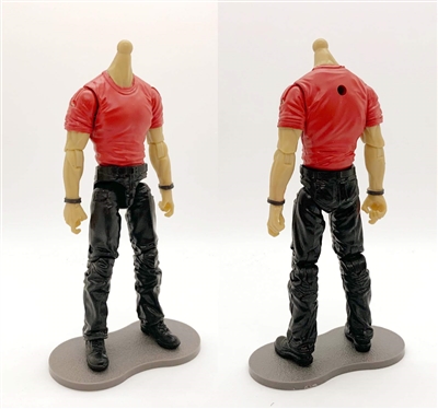 "Contract-Ops" RED T-Shirt & BLACK Pants LIGHT TAN (ASIAN) Skin tone MTF Male Body WITHOUT Head - 1:18 Scale Marauder Task Force Action Figure