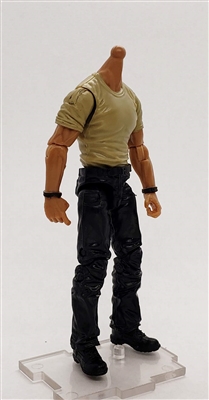 "Contract-Ops" TAN T-Shirt & BLACK Pants TAN Skin tone MTF Male Body WITHOUT Head - 1:18 Scale Marauder Task Force Action Figure