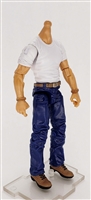 "Contract-Ops" WHITE T-Shirt & BLUE Pants LIGHT Skin tone MTF Male Body WITHOUT Head - 1:18 Scale Marauder Task Force Action Figure