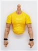 MTF MALE Contract Ops T-Shirt Shirt Torso (NO Legs OR Head): YELLOW Version with LIGHT Skin Tone - 1:18 Scale Marauder Task Force Accessory
