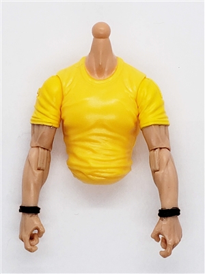 MTF MALE Contract Ops T-Shirt Shirt Torso (NO Legs OR Head): YELLOW Version with LIGHT Skin Tone - 1:18 Scale Marauder Task Force Accessory